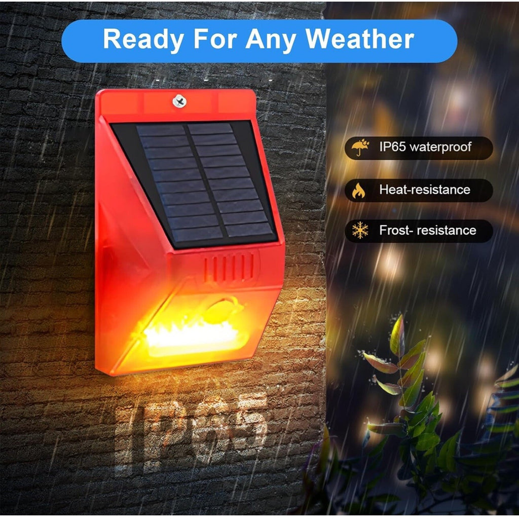 4PCS LED Solar Alarm Light Solar Strobe Light With Remote Motion Sensor Lamp