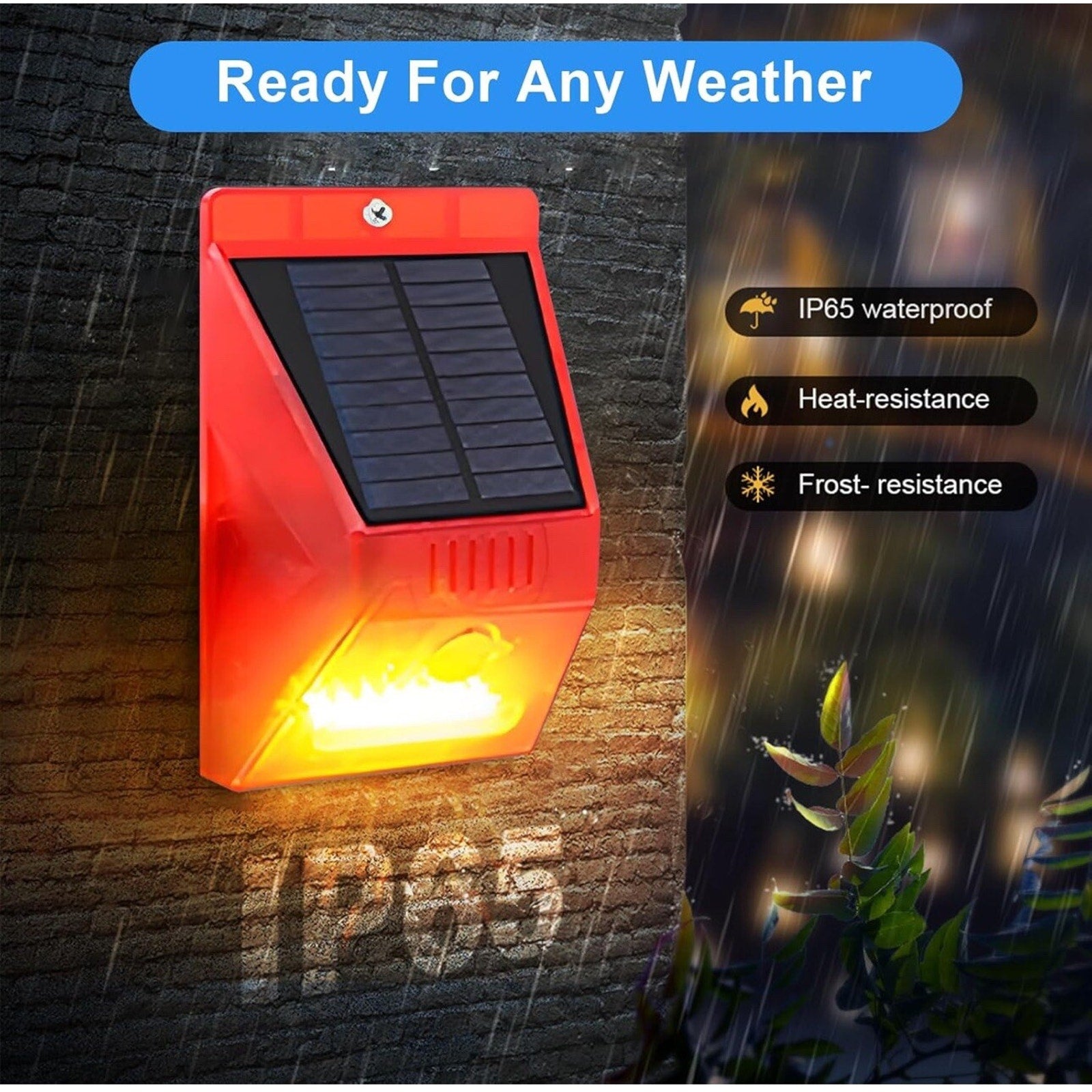 4PCS LED Solar Alarm Light Solar Strobe Light With Remote Motion Sensor Lamp