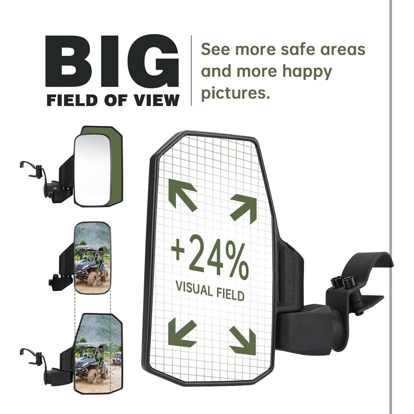 Polaris, Can-am, Side Mirrors, Universal, The Spring Back Feature
