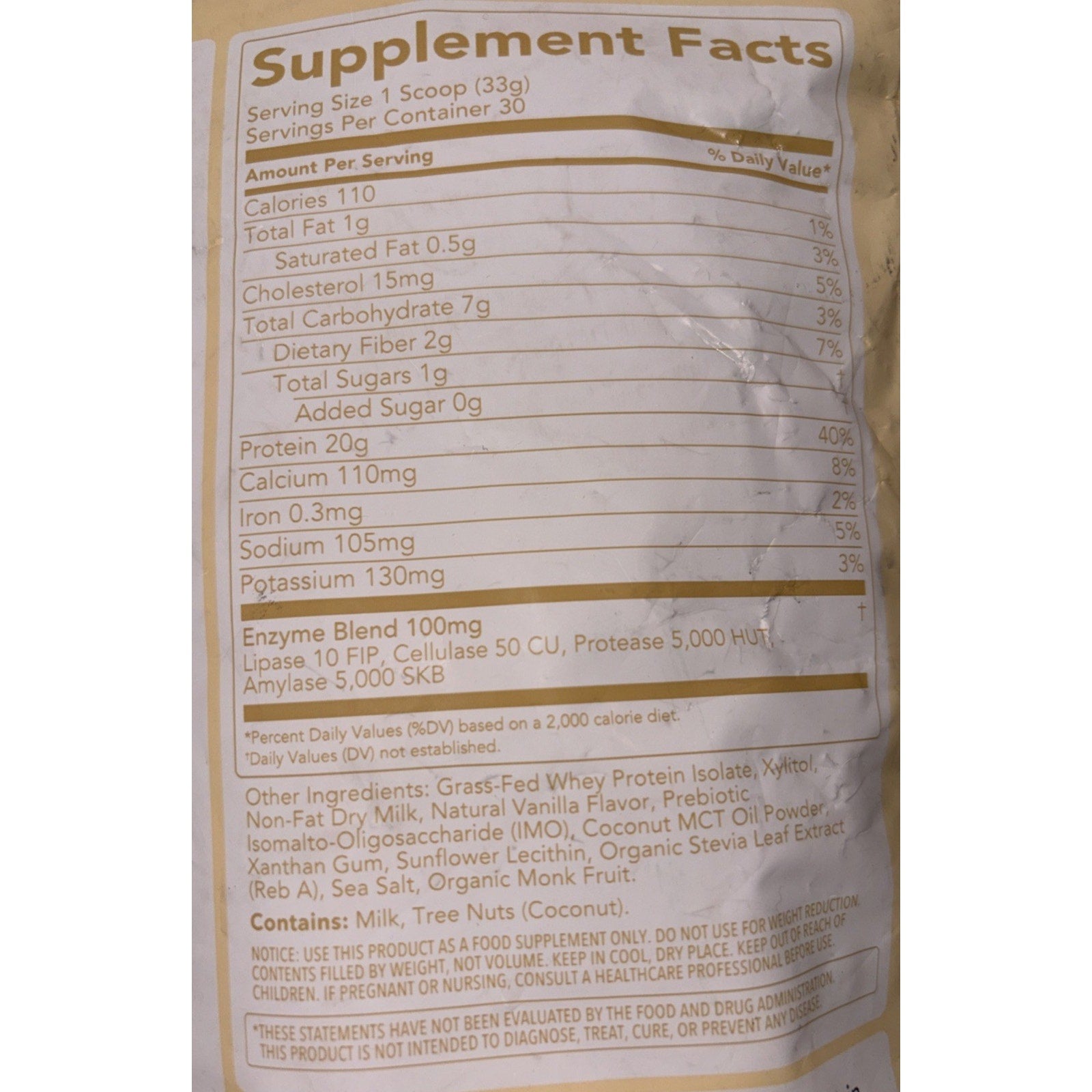 Clean Simple Eats Vanilla Whey Protein Powder 20g, 30 Servings NEW