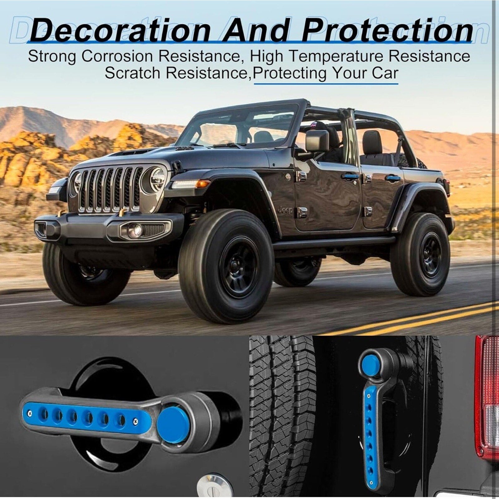 5Pcs Door Grab Handle Cover + Push Button Knobs Trim for 07-18 Jeep Wrangler JK