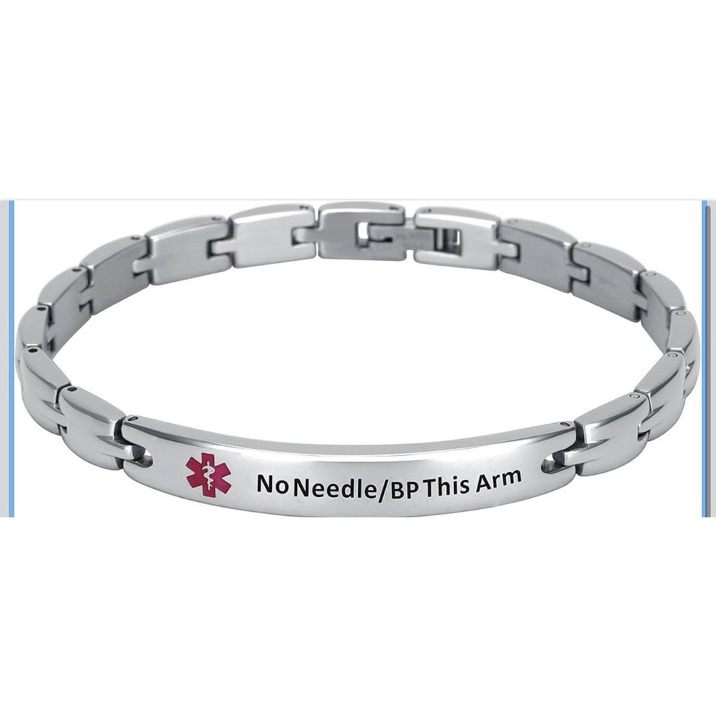 Smarter LifeStyle Elegant Medical ID Bracelet – Surgical Steel, No Needle/BP