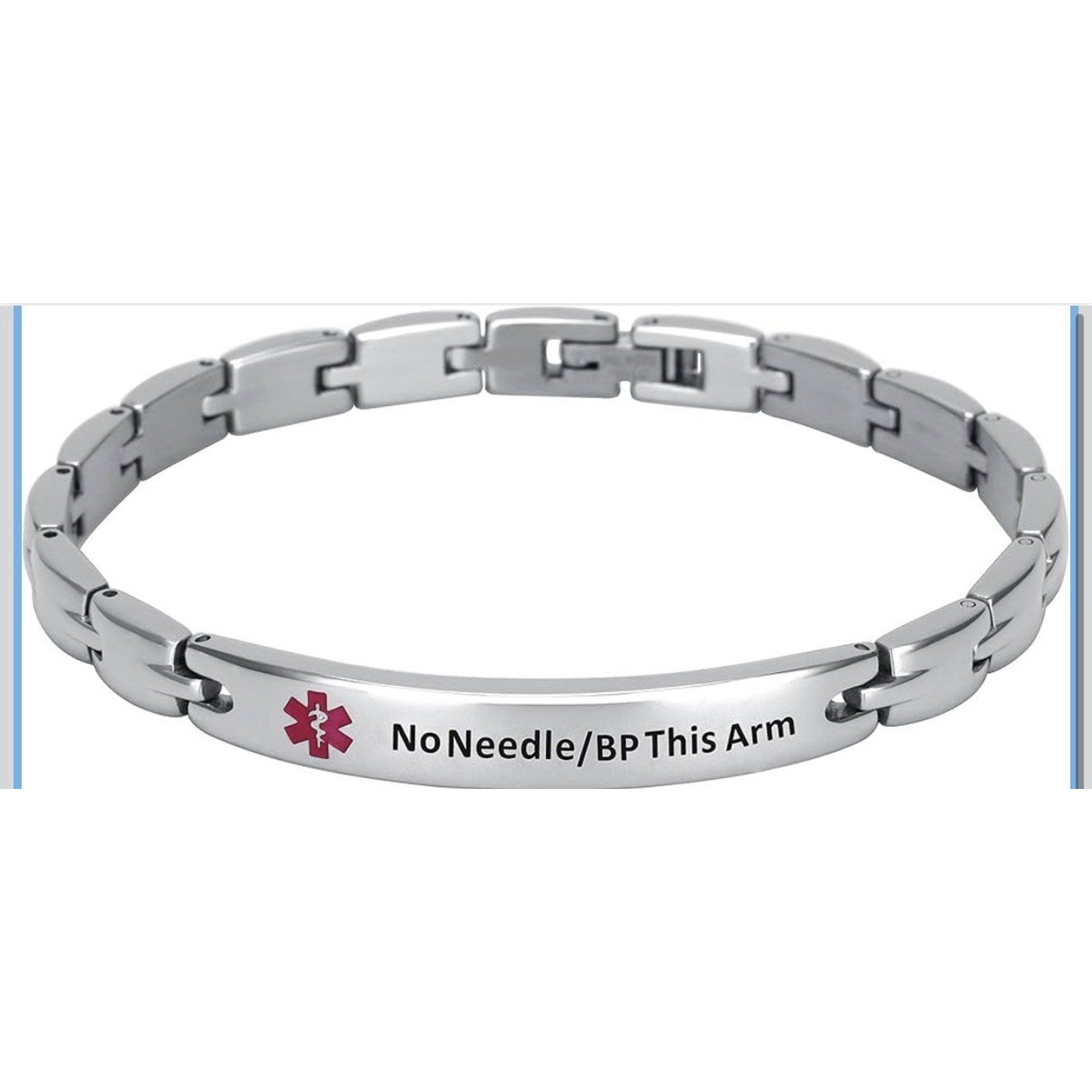 Smarter LifeStyle Elegant Medical ID Bracelet – Surgical Steel, No Needle/BP