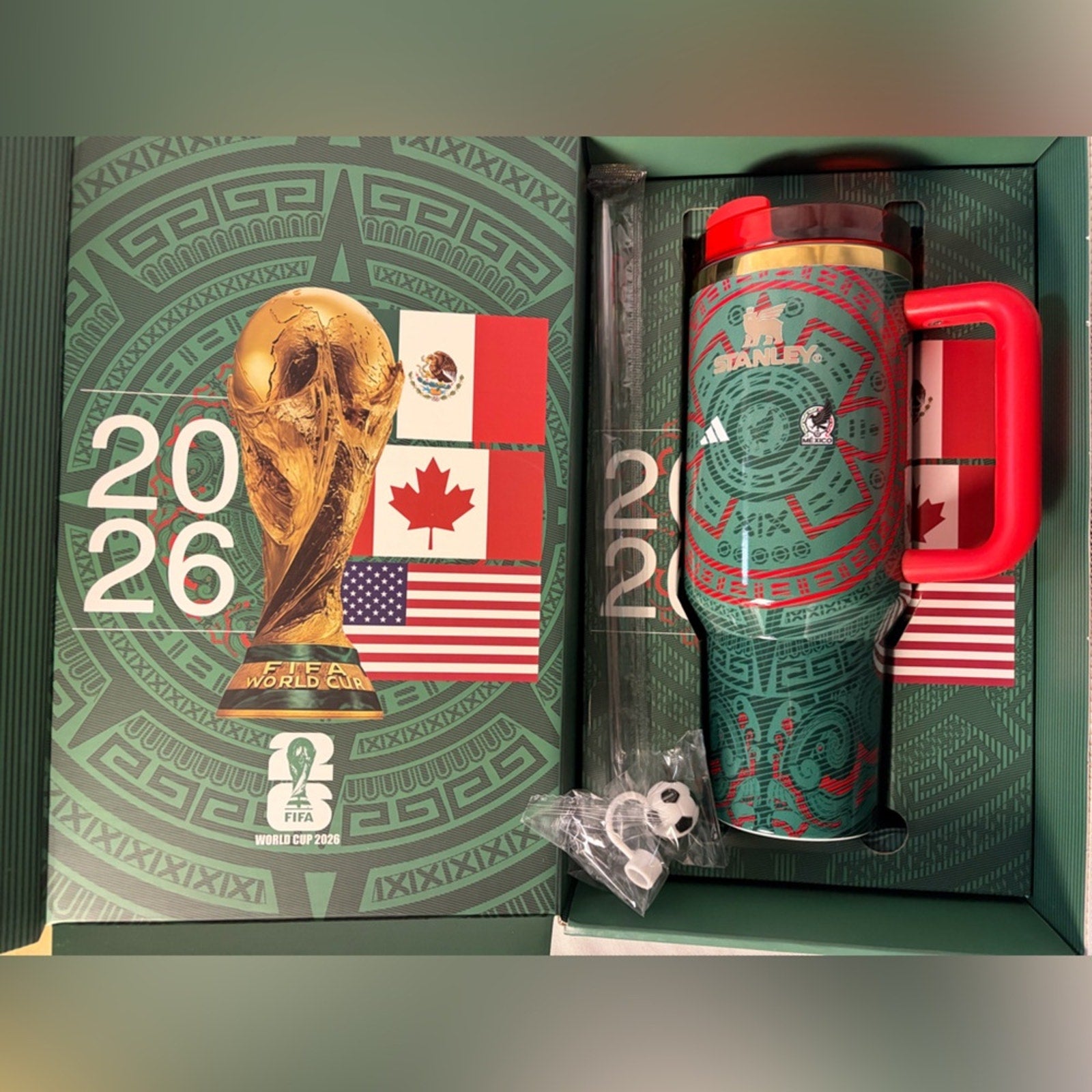 Custom engraved Stanley Tumbler 40oz. 2026 World Cup Mexico Red Handle