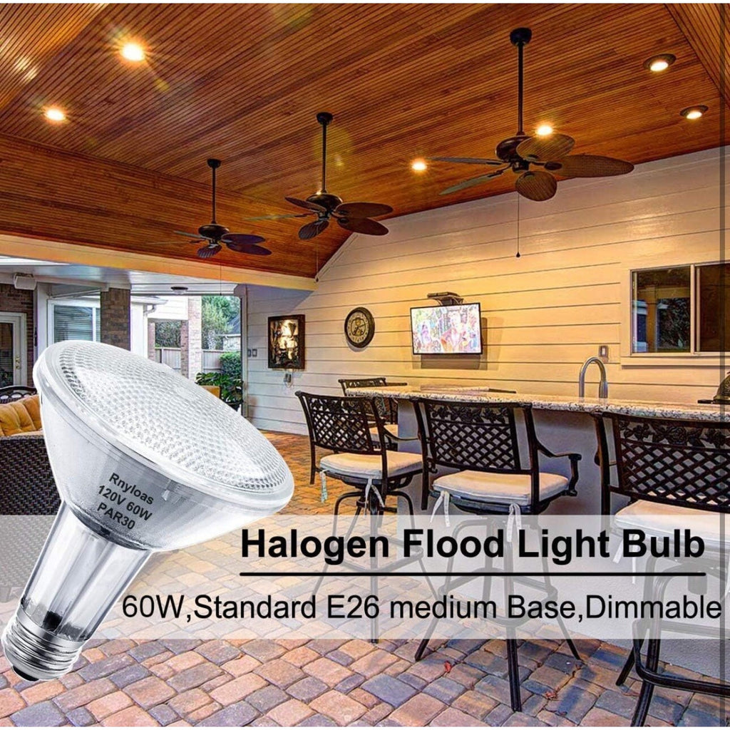 6 Pack PAR30 Long Neck Halogen Bulbs 120W Dimmable 3000K Warm White E26 Base