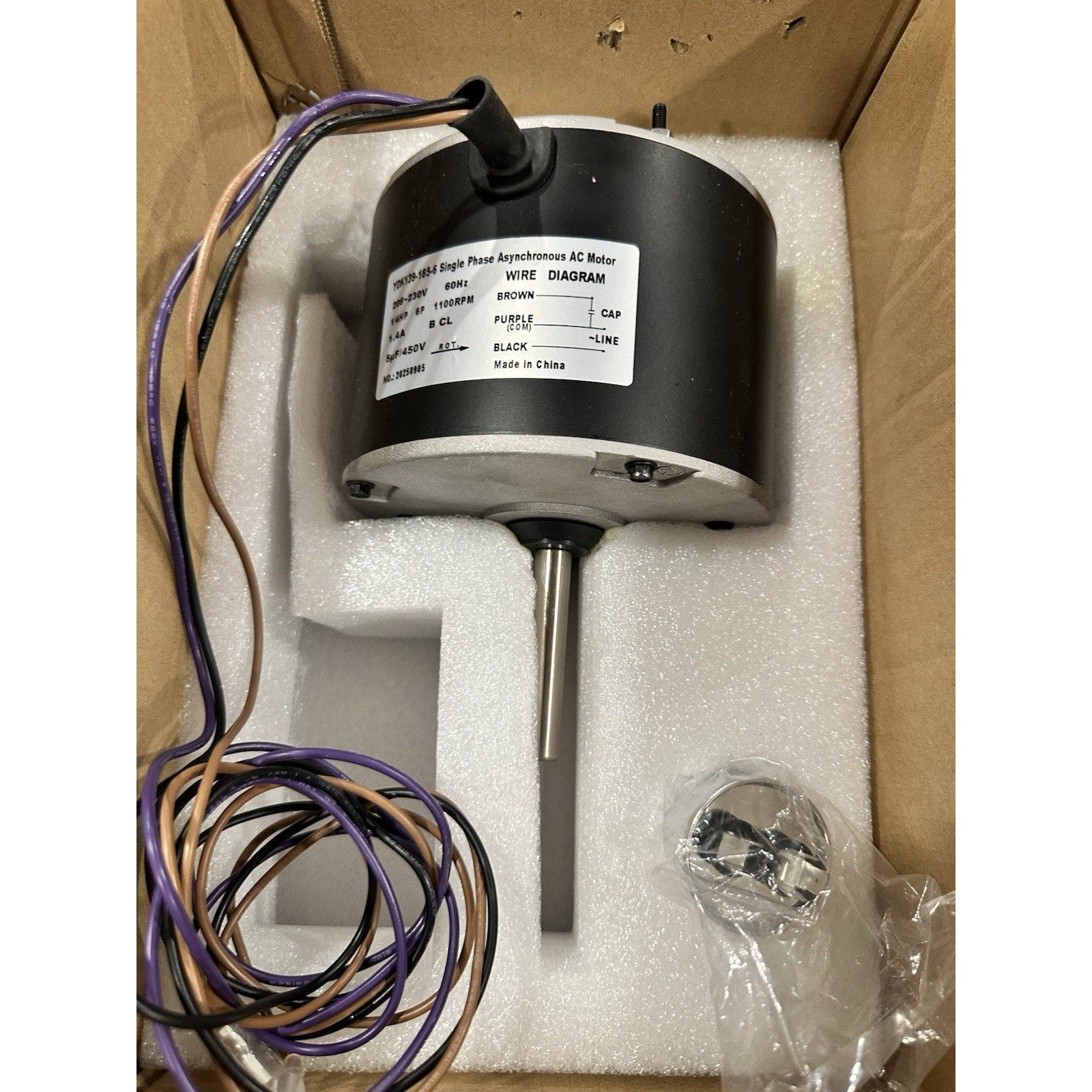 YDK139-185-6 Single Phase Asynchronous Air Conditioner Motor 208-230V 60Hz 185W