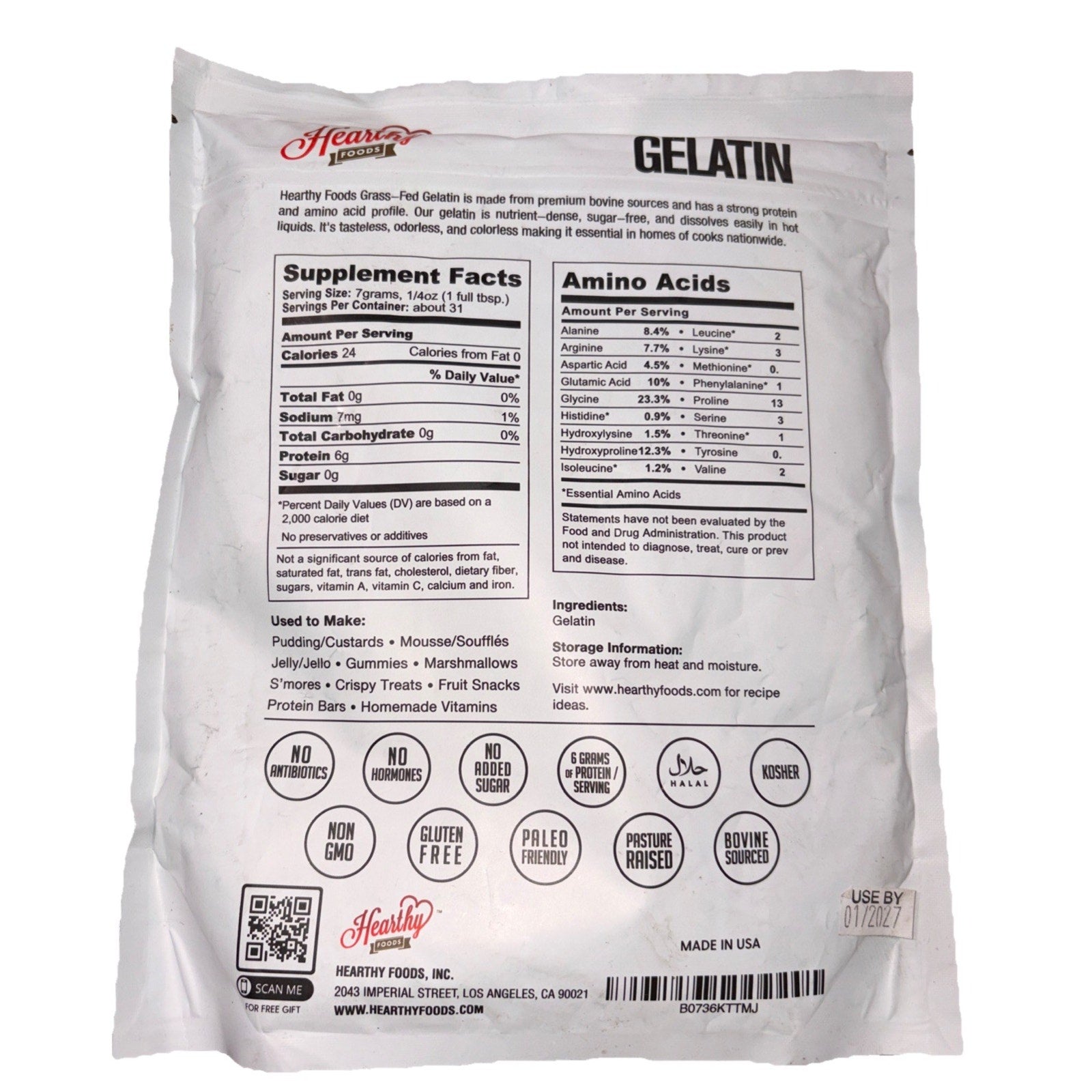 Hearthy Foods Beef Gelatin Powder Unflavored Gelatin Powder for Women and Men