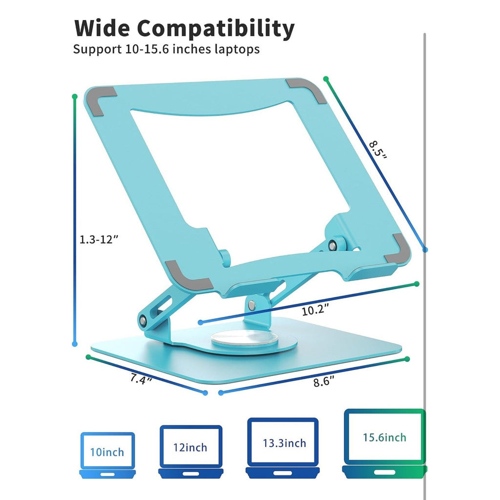Laptop Stand with 360° Rotating Base, Ergonomic Computer Riser for Desk, Blue
