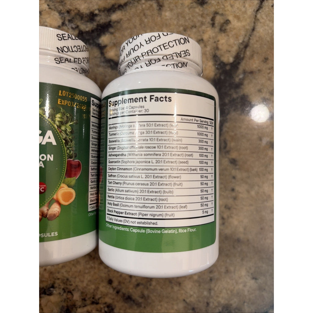 2- 120 Count Clean Nutra Moringa Powder Capsules + Exp 3/27