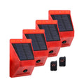 4PCS LED Solar Alarm Light Solar Strobe Light With Remote Motion Sensor Lamp