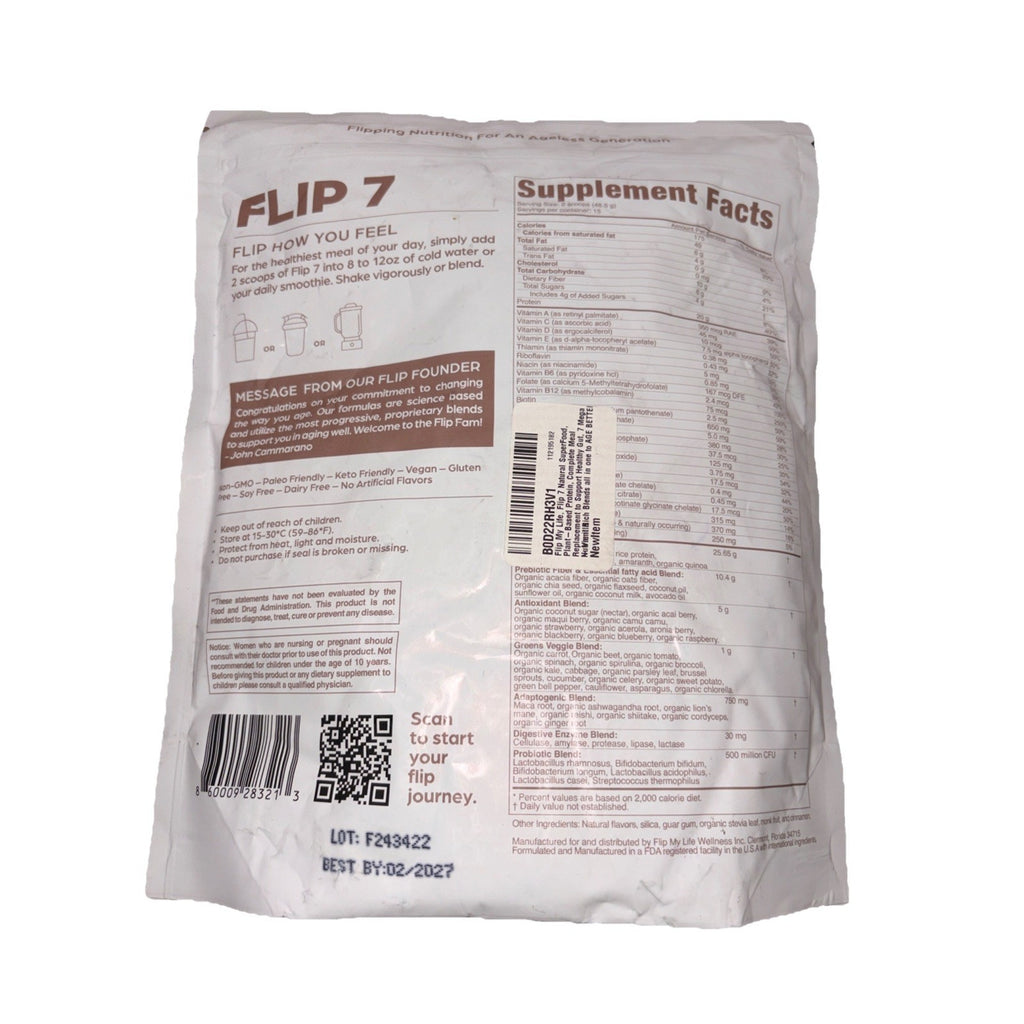 Flip 7 SuperFood Vanilla Plant Protein, Meal Replacement & Gut Support EX 2/2027