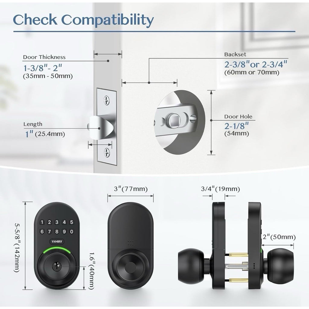 Keypad Smart Door Knob Lock, Yamiry Keyless Entry Digital Lock with Handle