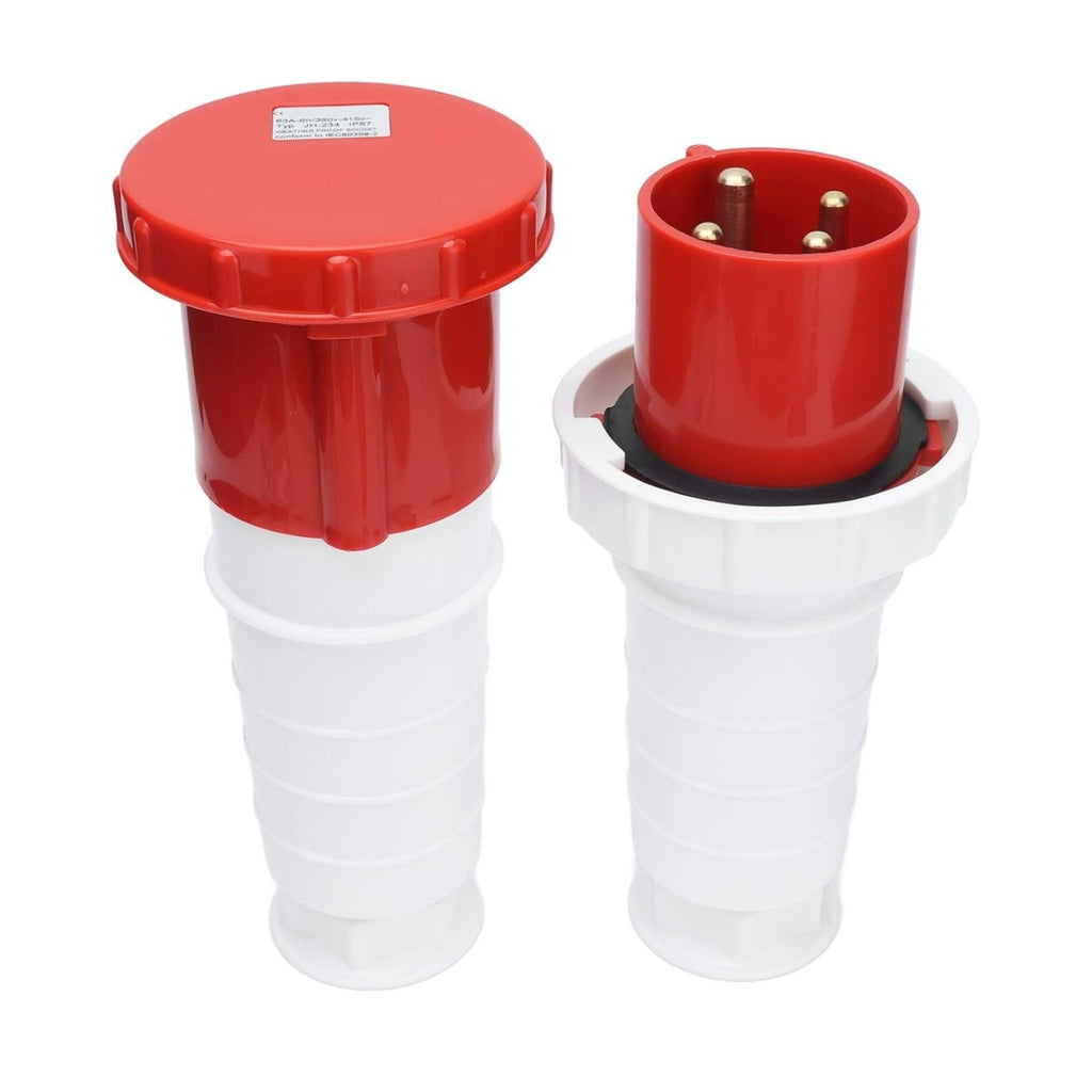 380-415V 63A Cord Connector Set, IP67 3 Phase 5 Pin Power Socket Kit for 3P+N+E