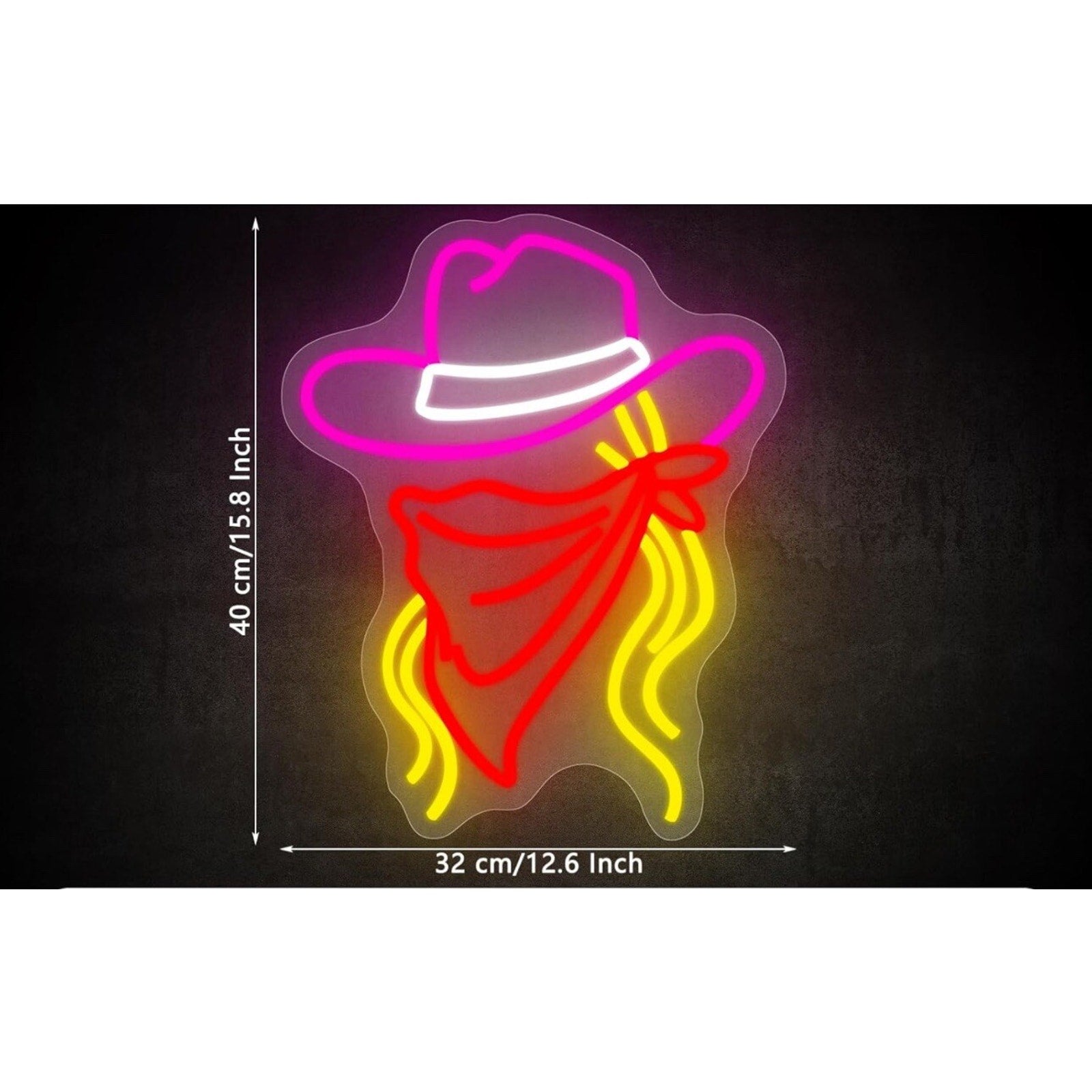 Cowgirl Neon LED Light Sign 15"x12.” Eco friendly in stock