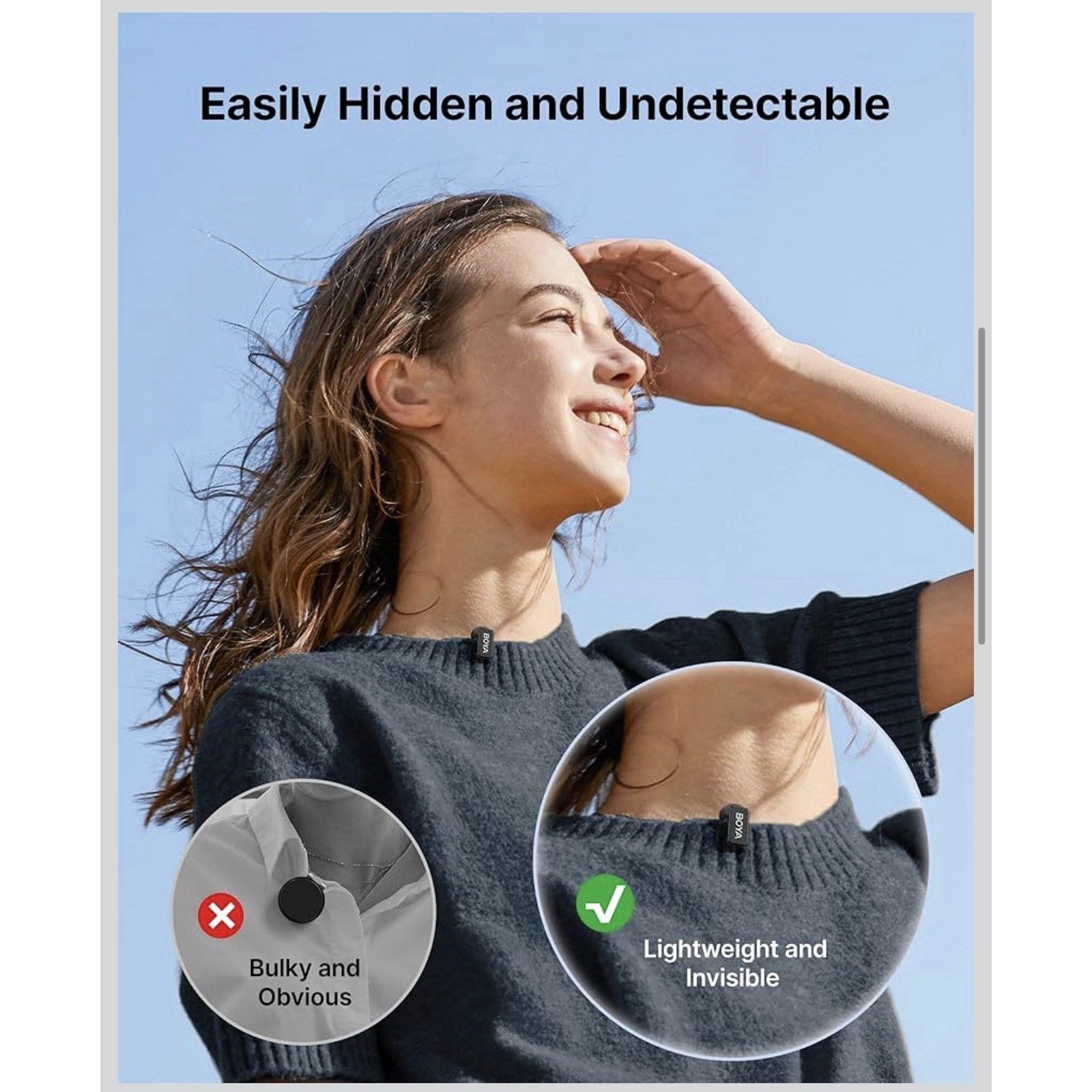 BOYA Mini 2 Wireless Lavalier Microphones for Iphone 15/16/17 & Android, AI Nois