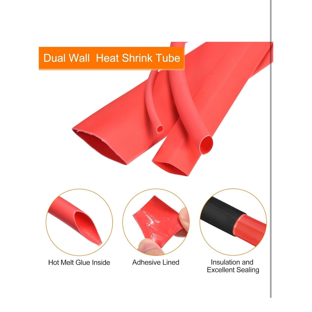 Heat Shrink Tubing, 3:1 Ratio 5/16 Inch Dia 50ft Adhesive Lined Dual Wall Red