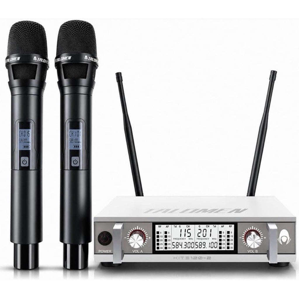 Wireless Microphone System, Metal UHF Handheld Microphones Cordless Dynamic Mic
