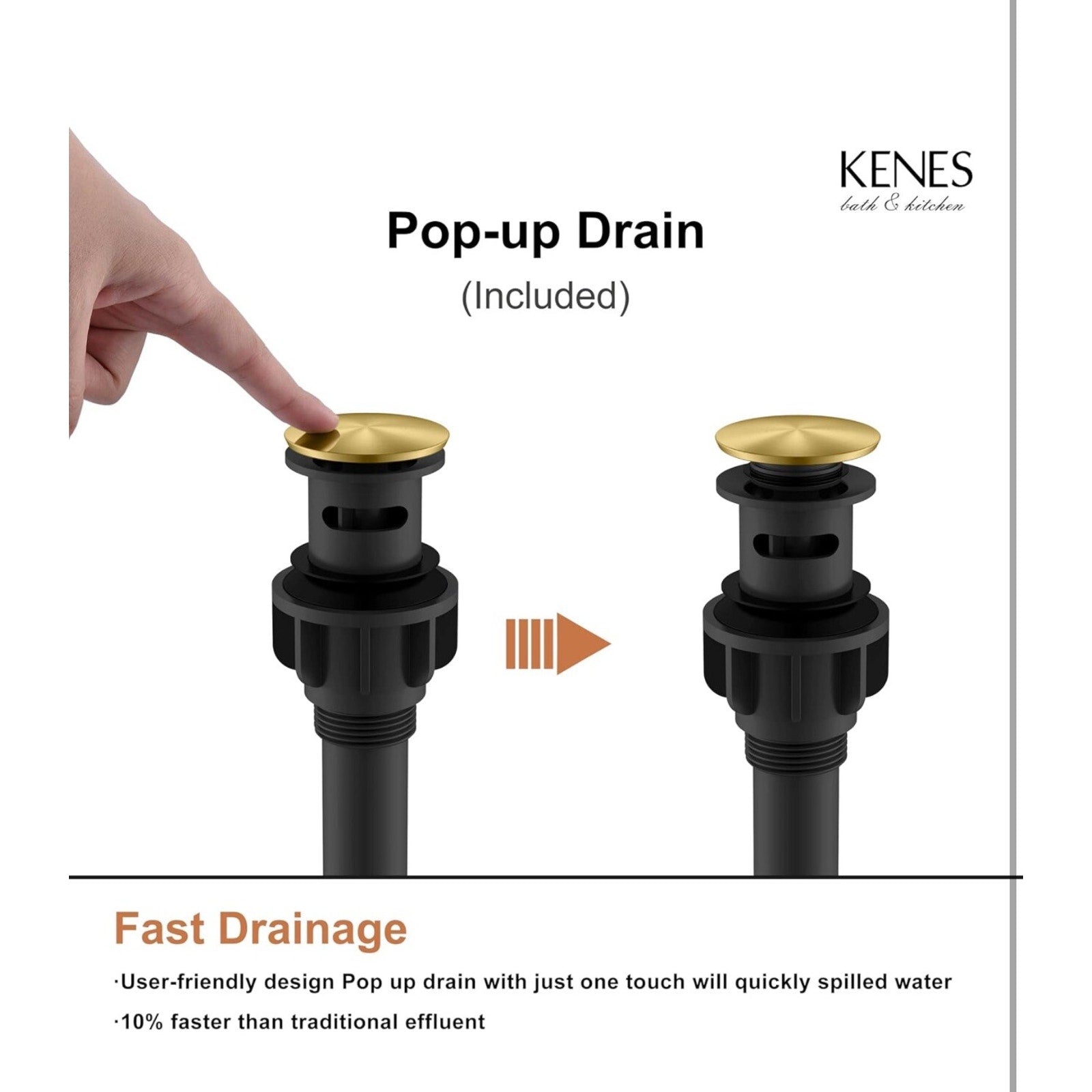 KENES Gold Brushed Single Hole Single Handle Bathroom/Kitchen Faucet