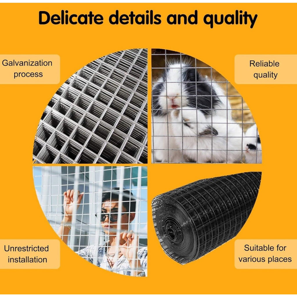 12'' x 20' Black Hardware Cloth 1/2 in Steel Vinyl Coated mesh