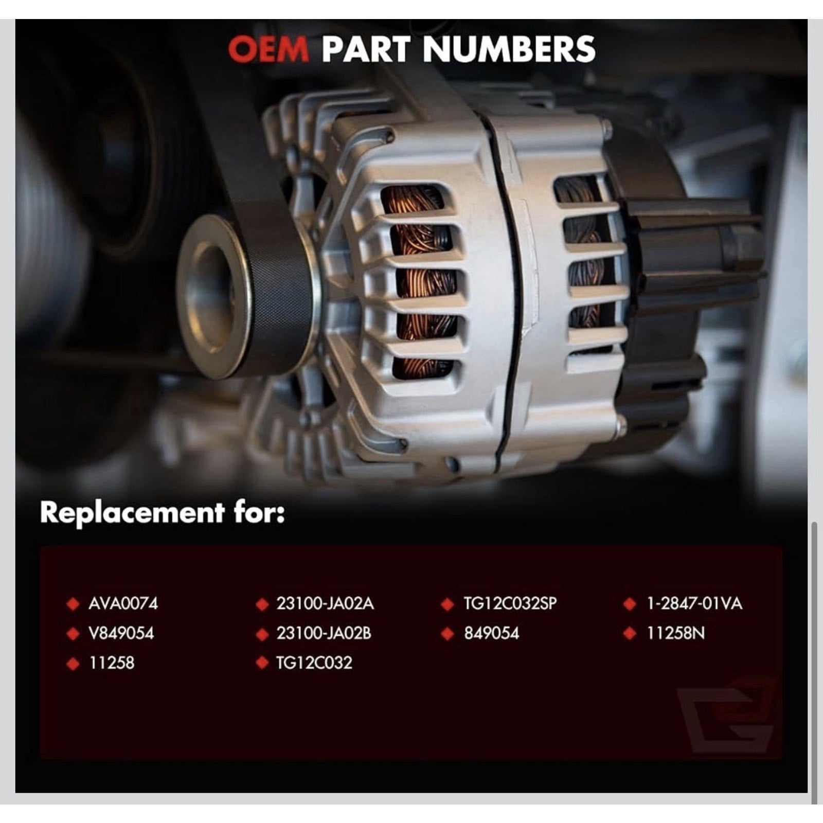 Alternator For Nissan Altima Sentra 2007-2012 L4 2.5L 23100JA02A Read For More