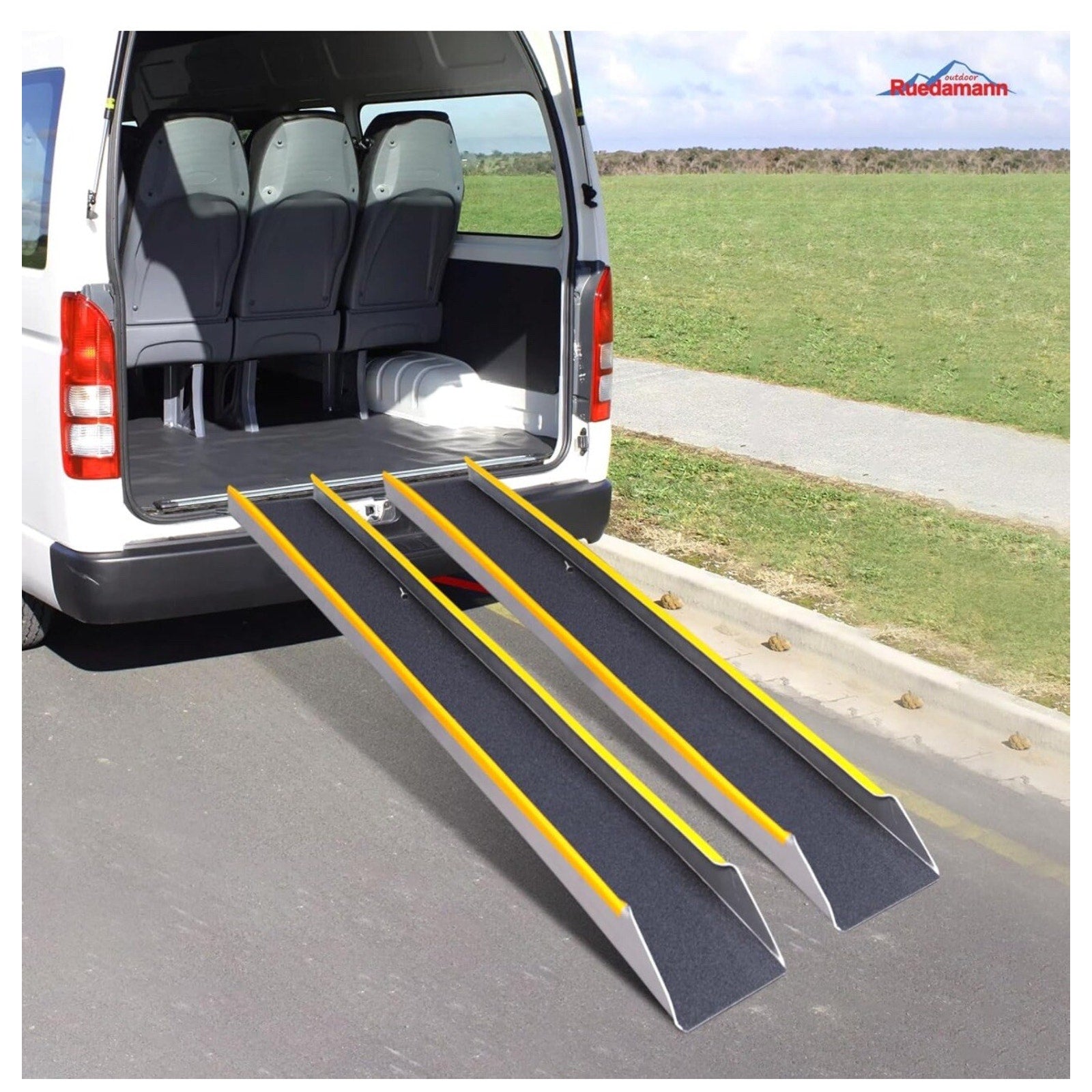 Ruedamann 1 Pair 4'L × 9.8" W, 600 lbs Capacity, Portable Aluminum Loading Ramp
