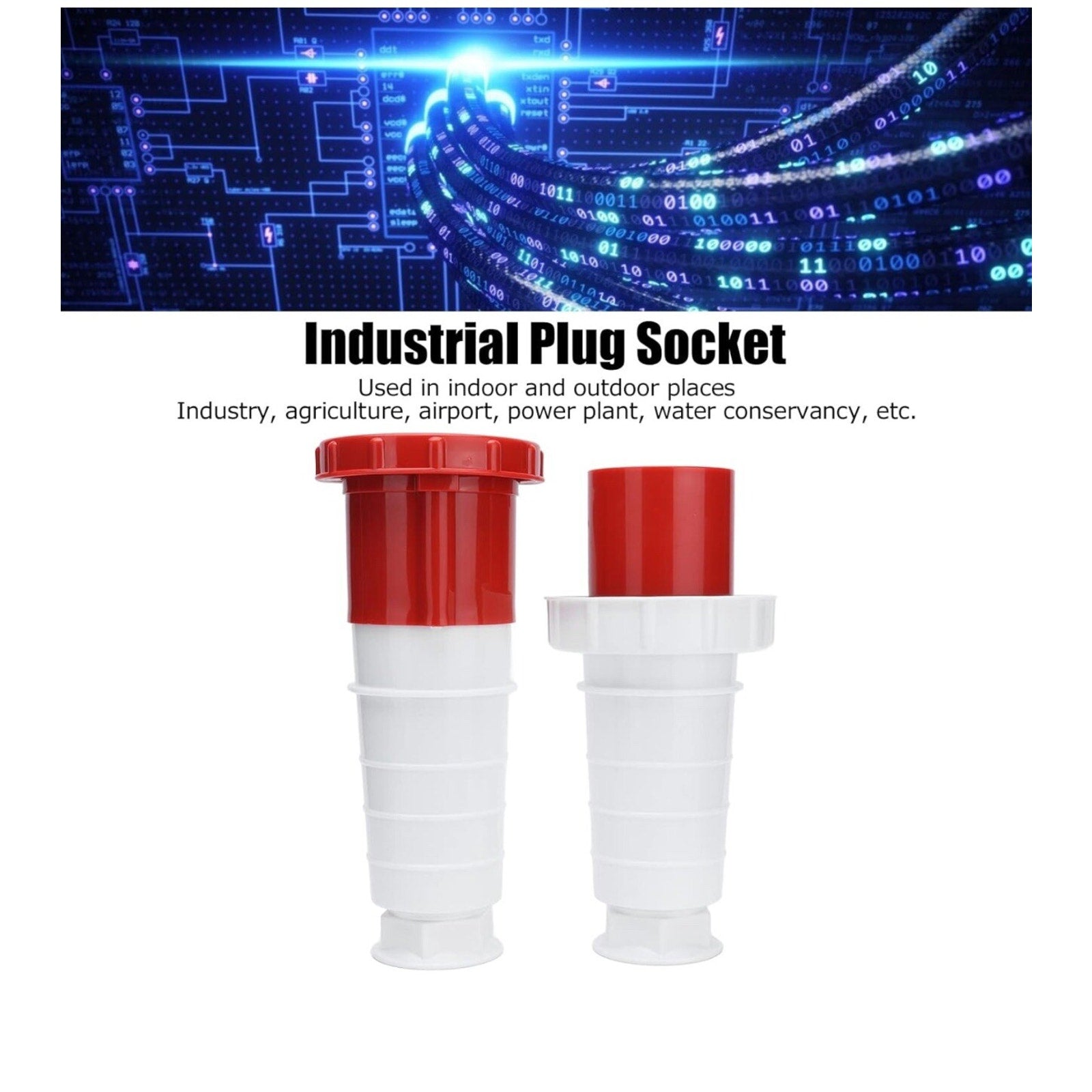 380-415V 63A Cord Connector Set, IP67 3 Phase 5 Pin Power Socket Kit for 3P+N+E