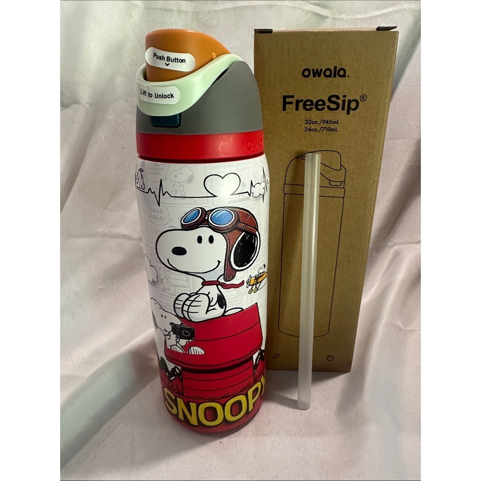 Custom Engraved Owala FreeSip Snoopy Pilot 32oz