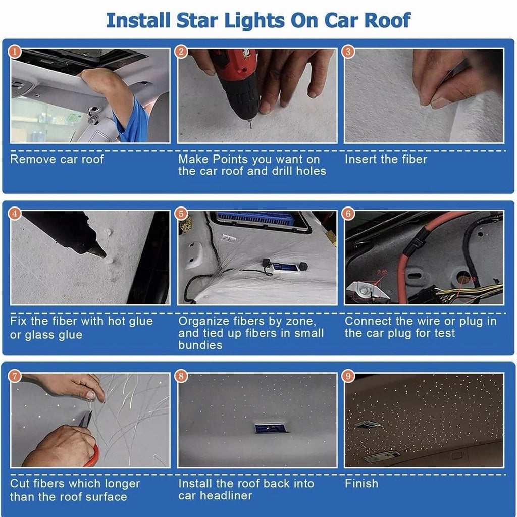 150pcs 0.03in 6.5ft Fiber Optic Star Ceiling Kit APP & Remote Control