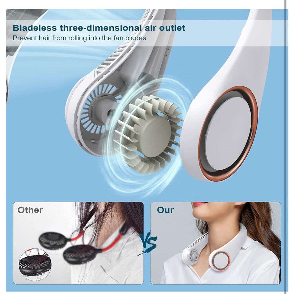 Portable Neck Fan,Hands Free Bladeless Fan, Cooling Personal Fan 3 Speed