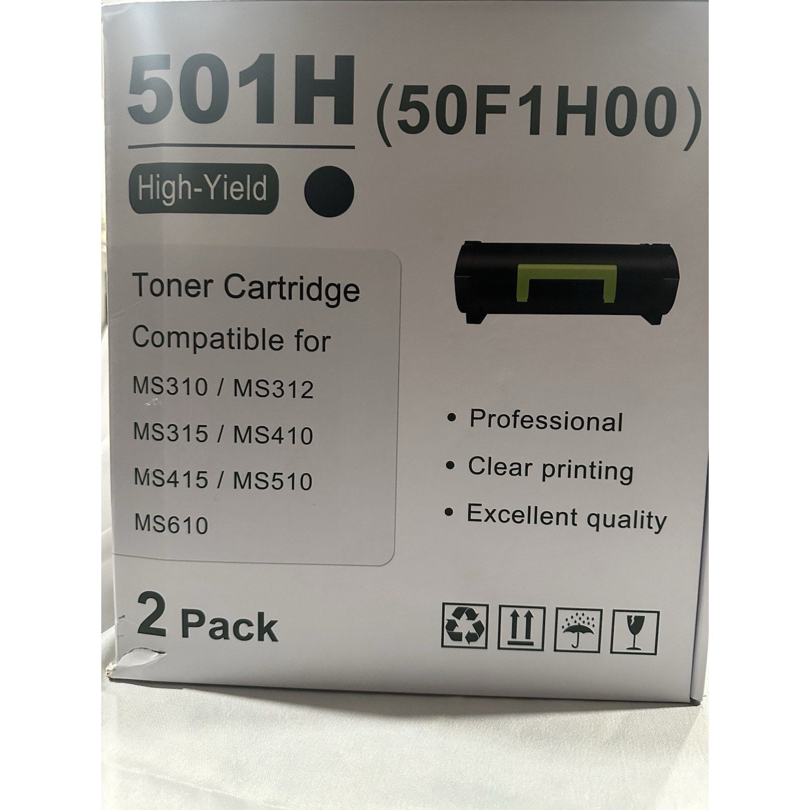 501H (50F1H00) High Yield Black Toner Cartridge 2-Pack Replacement for Lexmar