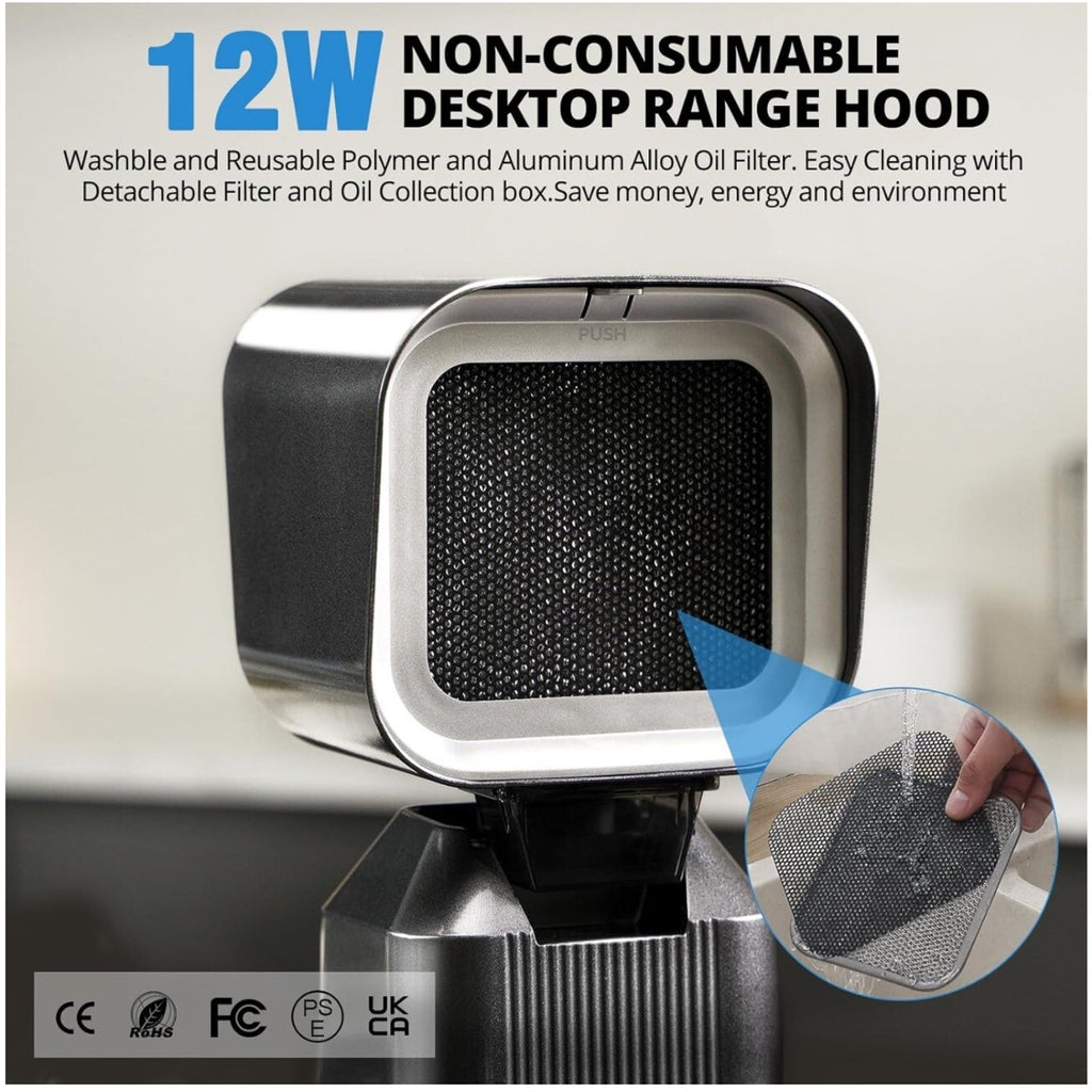 Kitchen Exhaust Fan with Adjustable Angle Height & 3 Detach Portable Range Hood