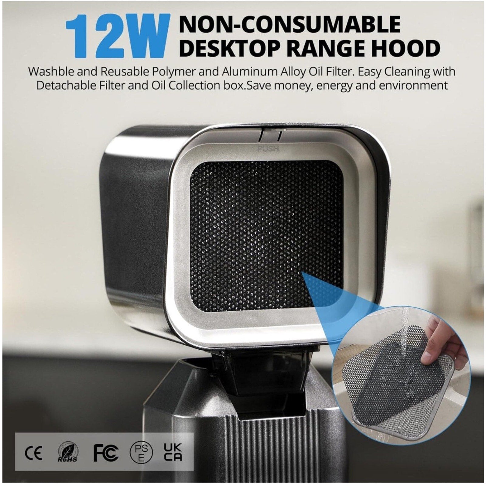 Kitchen Exhaust Fan with Adjustable Angle Height & 3 Detach Portable Range Hood
