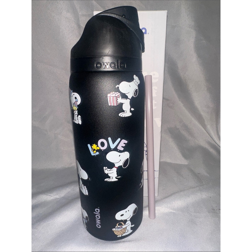 Custom Engraved Owala FreeSip Snoopy Black 32 oz