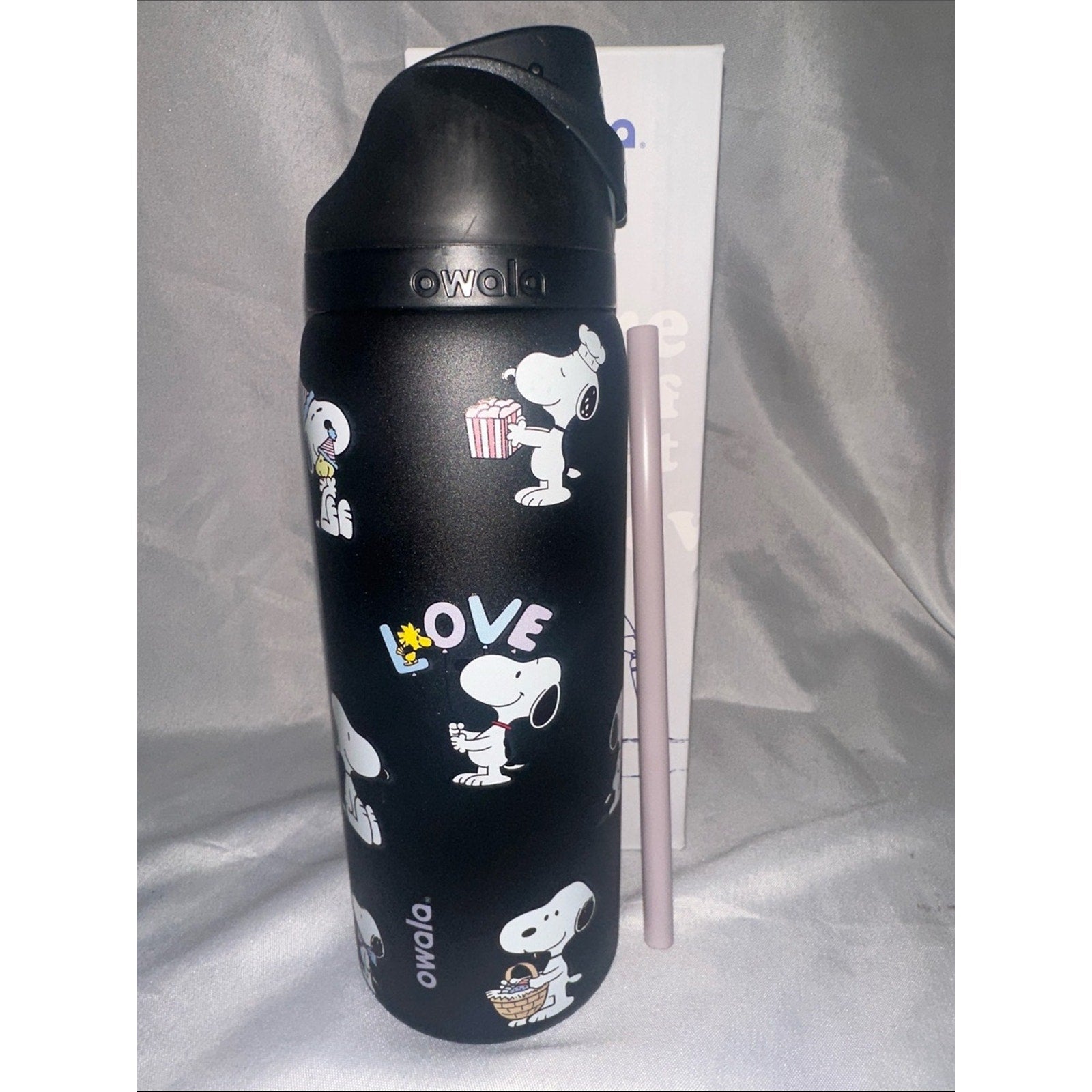 Custom Engraved Owala FreeSip Snoopy Black 32 oz