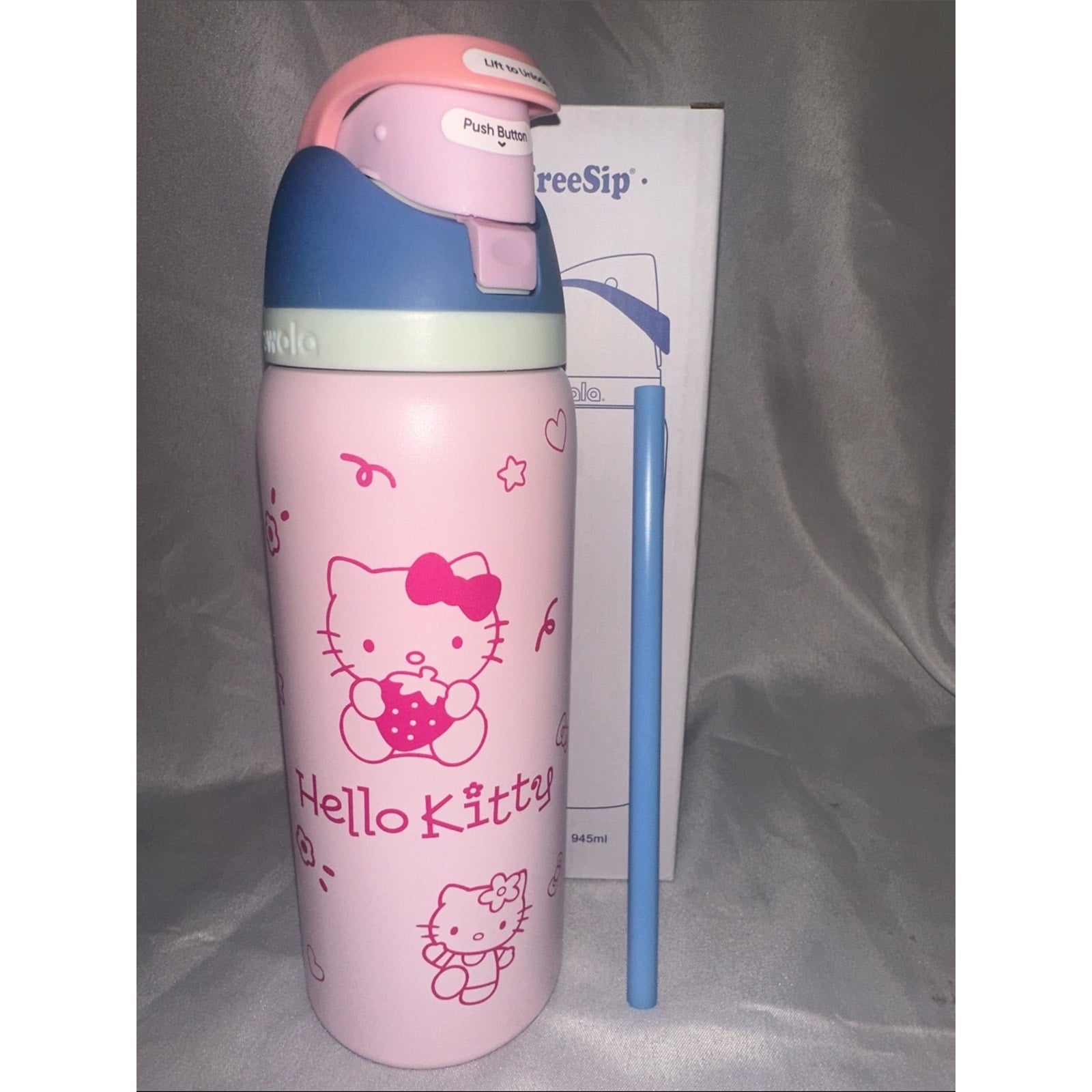 Custom Owala FreeSip Hello Kitty Pink/Blue 32 oz