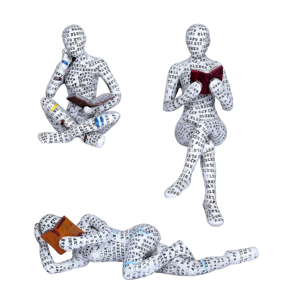 3 Pcs Pulp Reading Women Figurine Decor Thinker Statue Modern Abstract Art