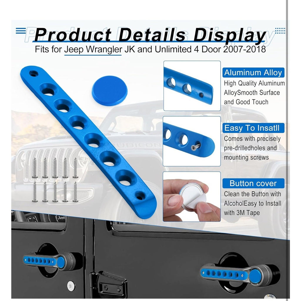 5Pcs Door Grab Handle Cover + Push Button Knobs Trim for 07-18 Jeep Wrangler JK