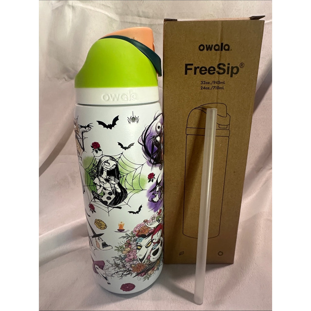 Custom Engraved Owala FreeSip Nightmare Before Christmas, Jack and Sally 24oz