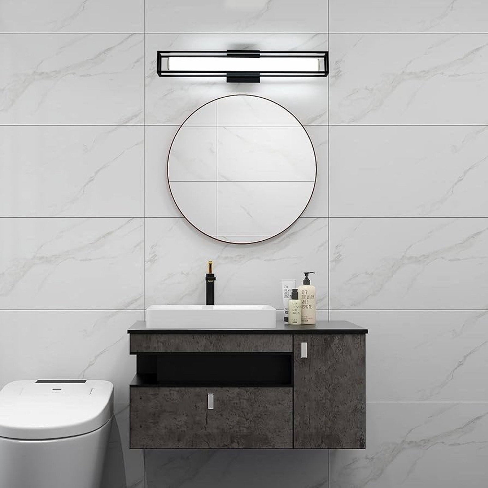 Black Vanity Light Modern Vanity Light Bar, 12W 26 inch Vanity LED Light Wall