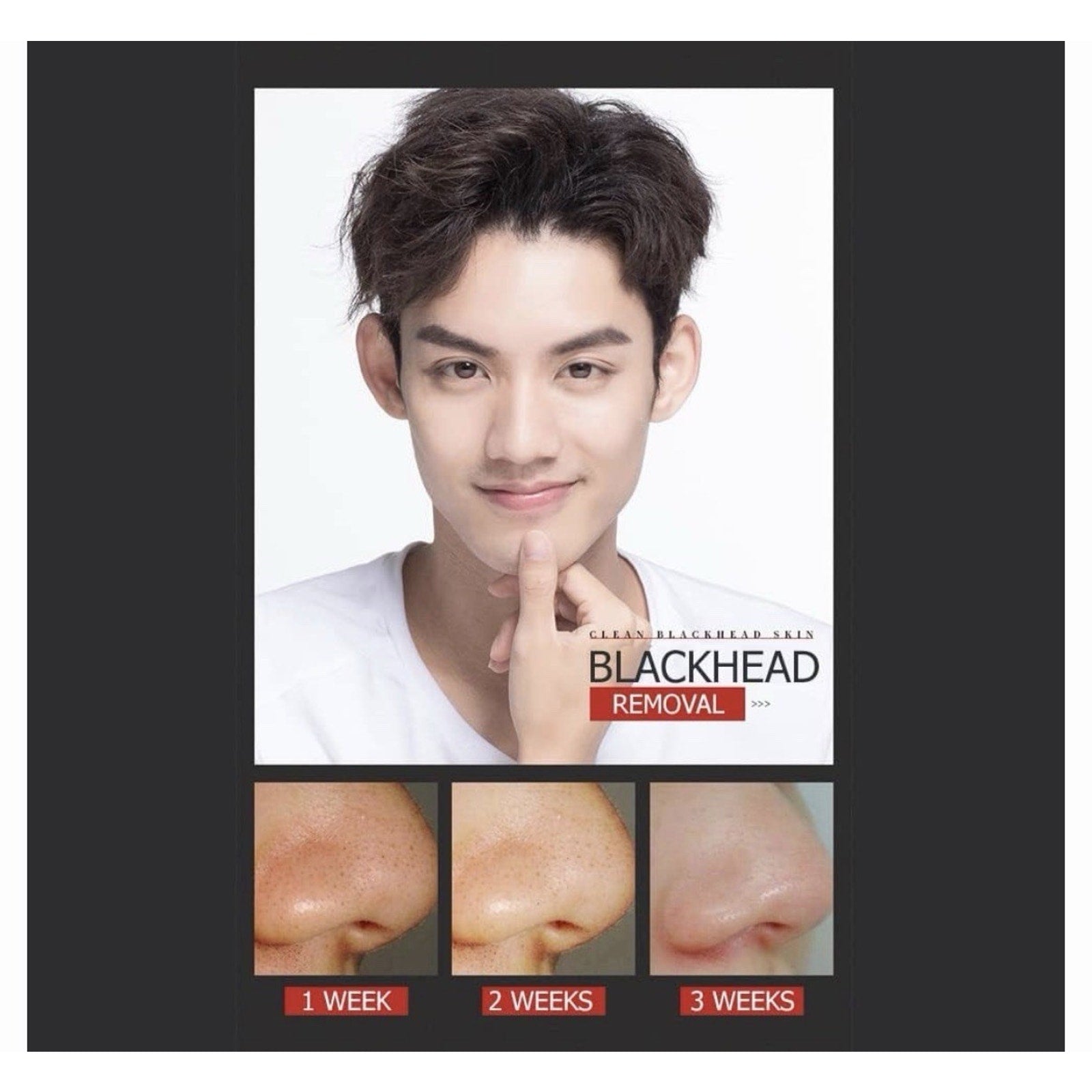 VENZEN Men's Cool Blackhead Removal Essence Nose Mask Pores Cleansing 3pcs Set