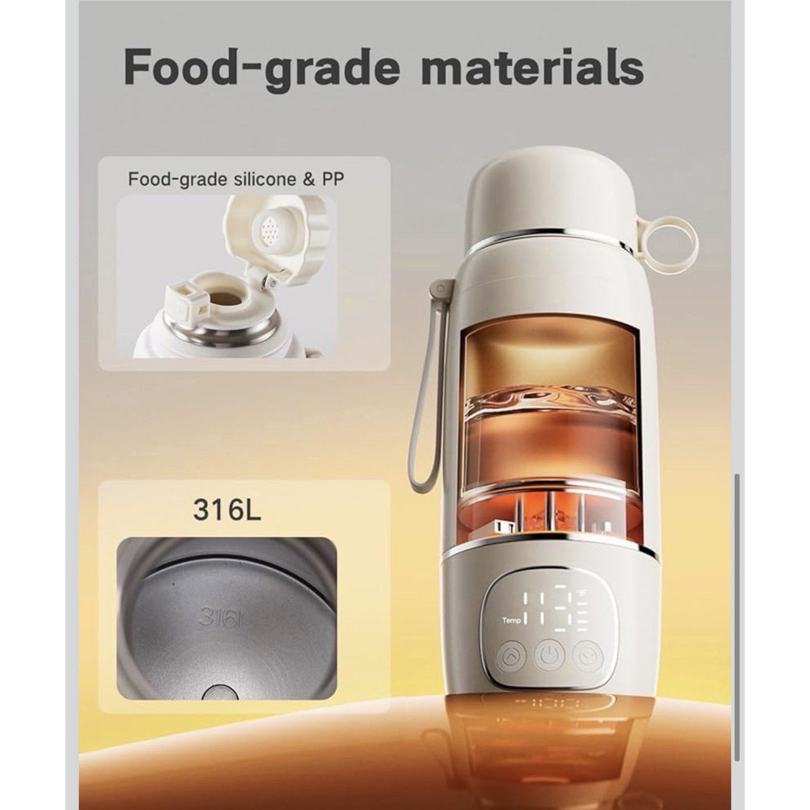 Crystcare Portable Bottle Warmer, Fast Heating, 16,000mAh, 17oz, Travel (Clouds)