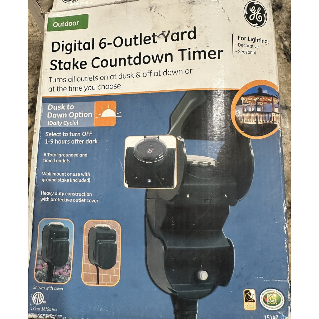 24-Hour Outdoor Light Timer for Electrical Outlet, 6 Grounded Timer Switch
