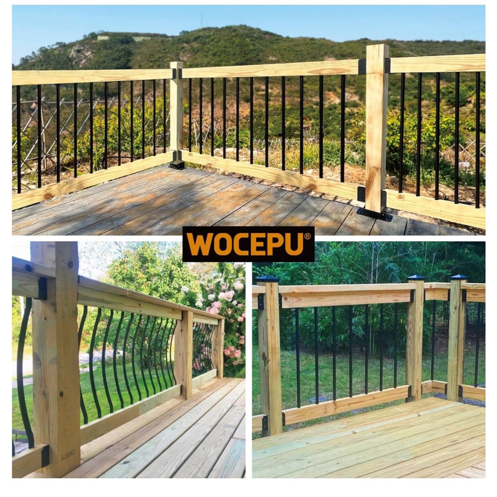 Deck Railing Connectors for 2"X4"(Actual 1.5"X3.5") Railing Wood Post 4,Parallel