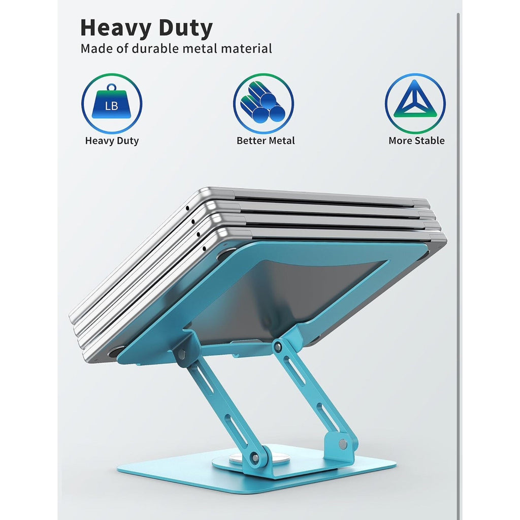 Laptop Stand with 360° Rotating Base, Ergonomic Computer Riser for Desk, Blue