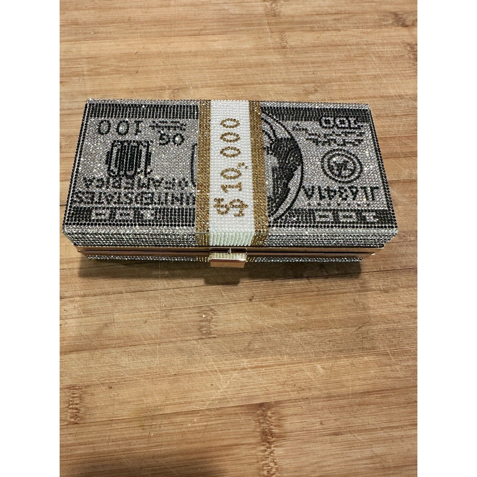 Rhinestone Money Evening Clutch Bag Creative Fashion Purse $10,000 Stack Bags