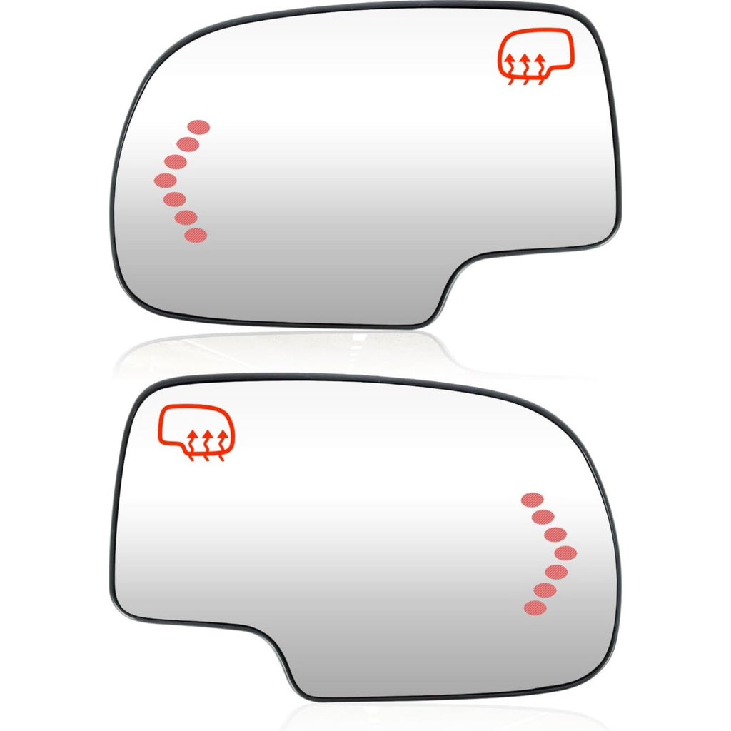 Pair Mirror Glasses Set of 2 Driver & Passenger Side Heated for Chevy Yukon