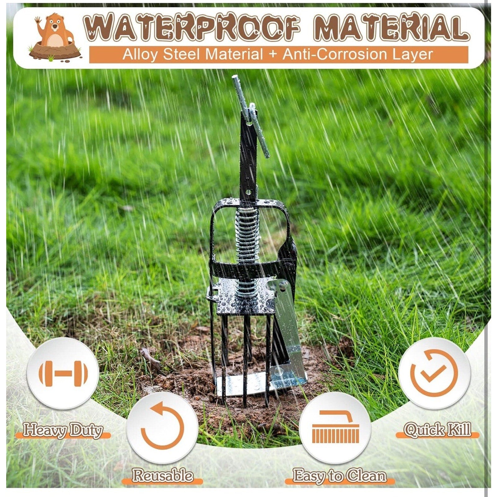 Qualirey 1 Pc Mole Trap for Lawns, Spear Style Mole Killer for Garden Yard