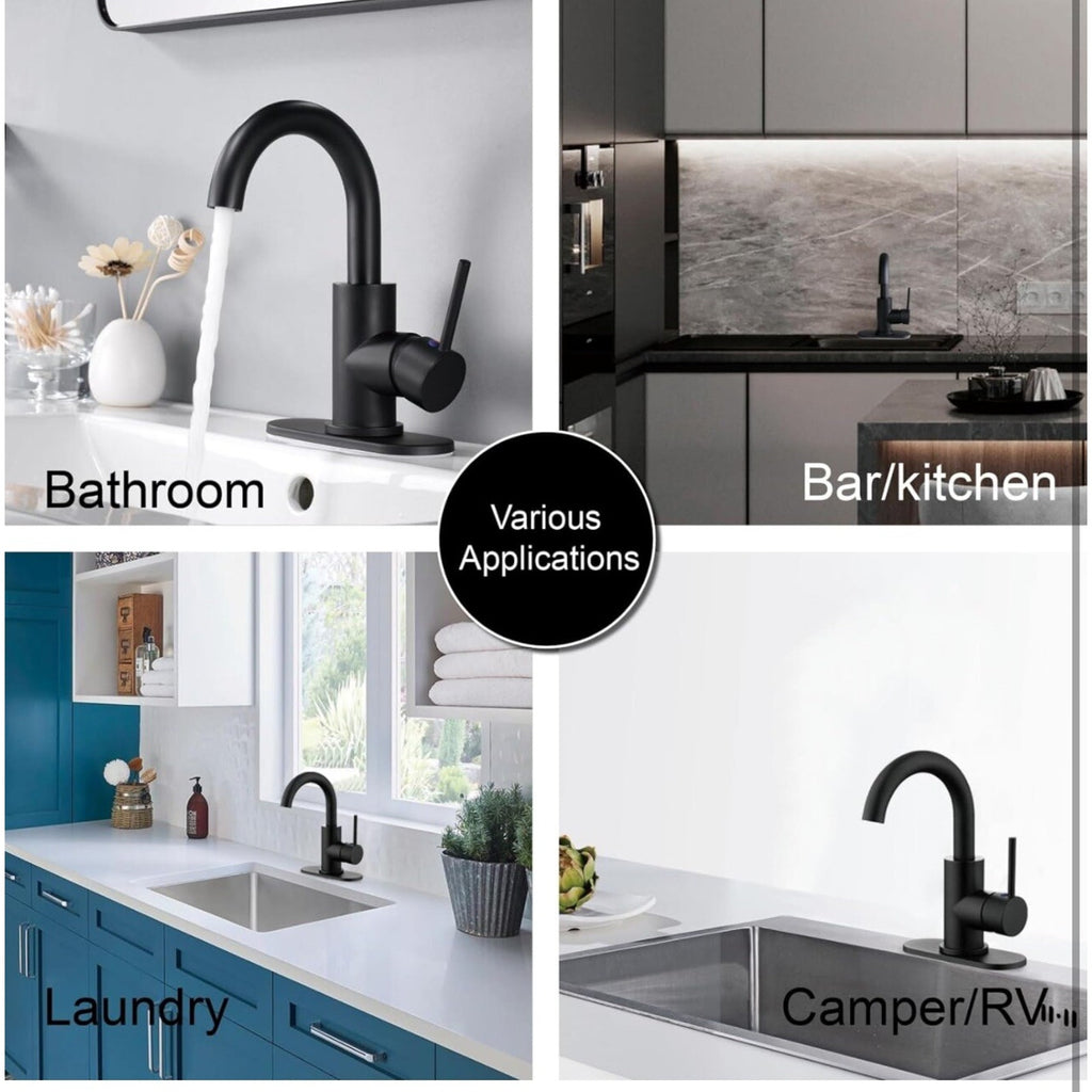 Single-Handle Bathroom Sink Faucet, Swivel Spout, with Pop-Up Drain with Overflo