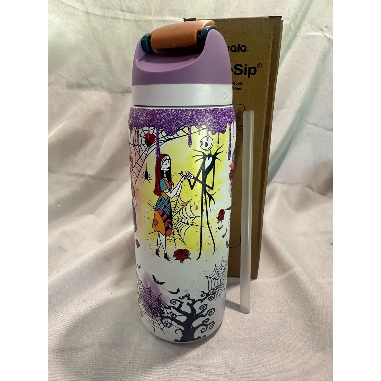 Custom Engraved Owala FreeSip Nightmare Before Christmas, Jack and Sally 24oz