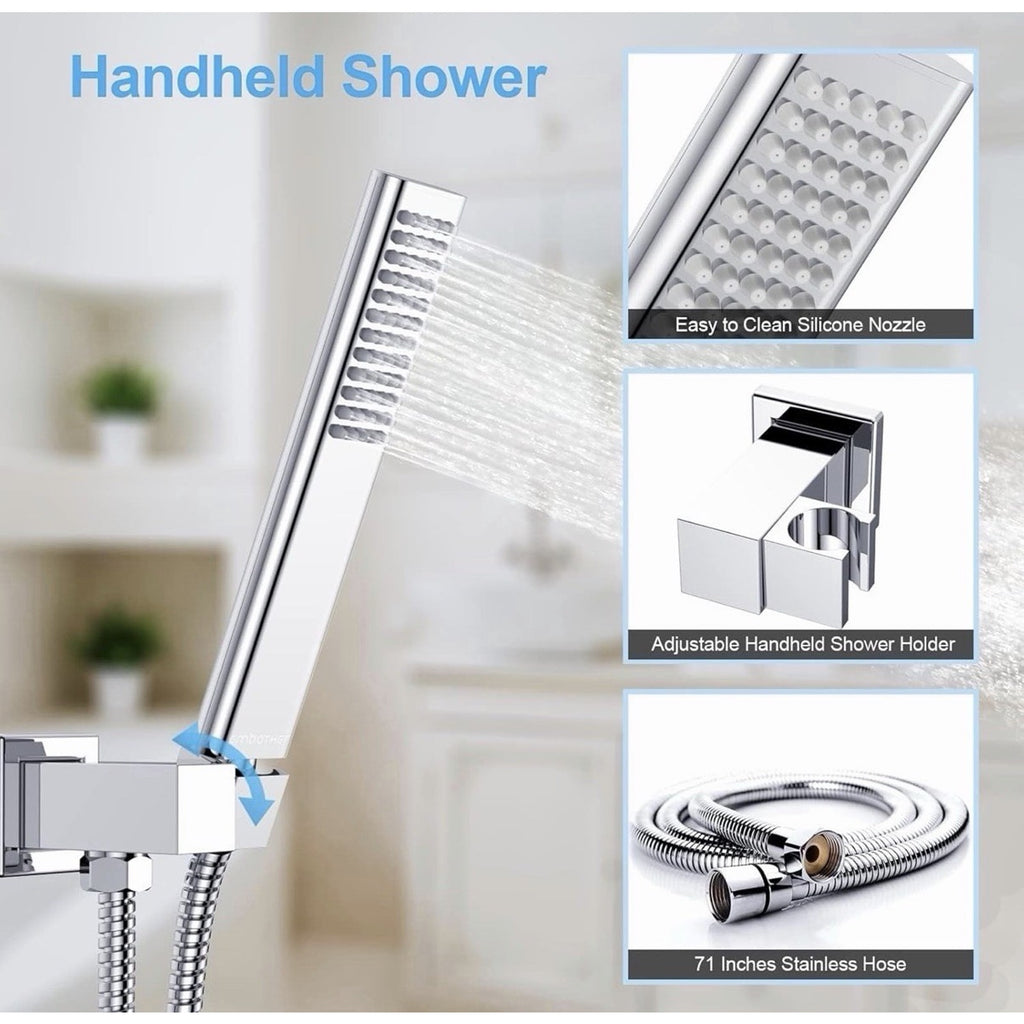 Rain Shower System Shower Faucets Sets Complete with Polished Chrome 10 Inch